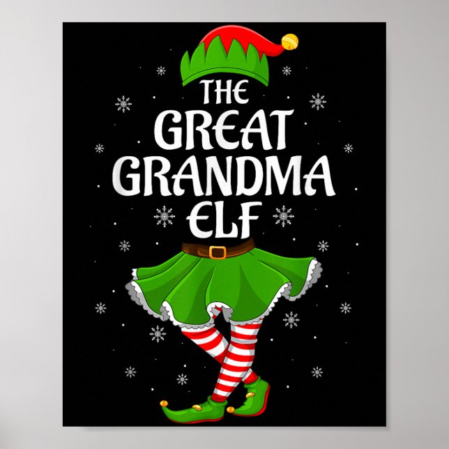 Affiche Grand Grand-mère Elfe Noël Famille Filles Femmes E (Devant)