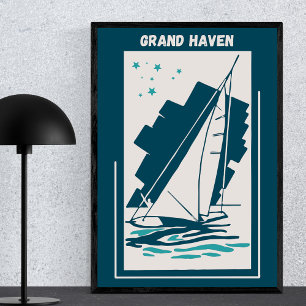 Affiche Grand Haven dans le Michigan - Voile Vintage