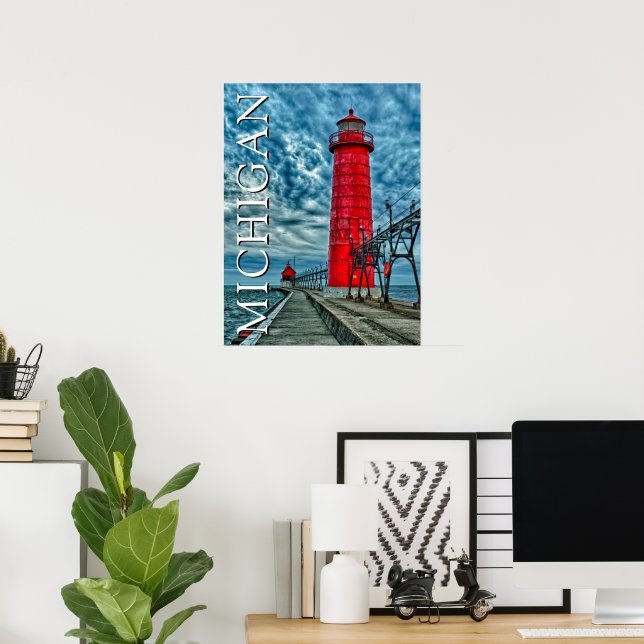 Affiche Grand Haven Lighthouse | Michigan (Bureau à domicile)