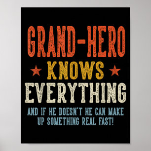 Affiche Grand-hero sait tout fête des pères rétro