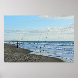 Affiche Grand Héron Bleu patrouille la plage de Cape Canav