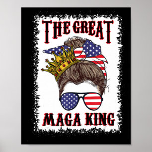 Affiche Grand Maga roi le de juillet Messy Bun USA Drapeau