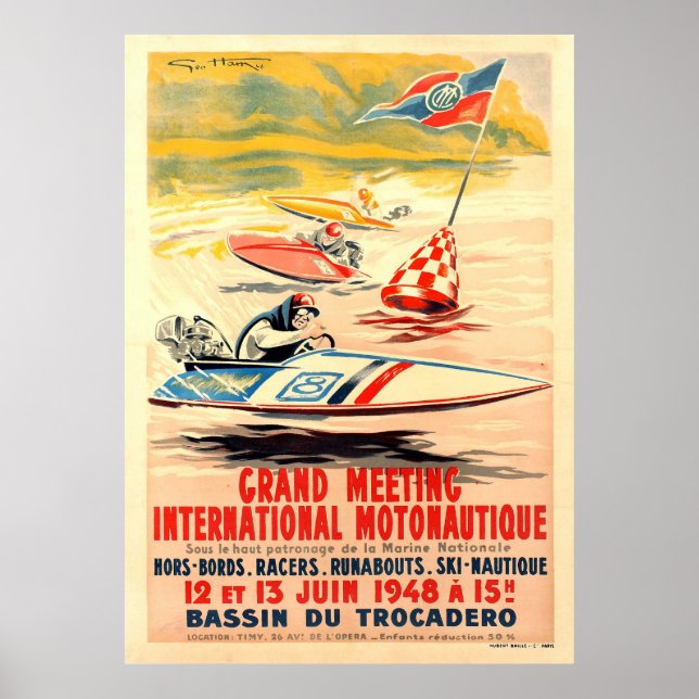 Affiche Grand Meeting Motonautique Boat Racing Geo Ham (Devant)