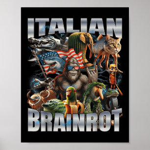 Affiche Grand Mème de Pied de Drapeau Italien Brainrot 4 J
