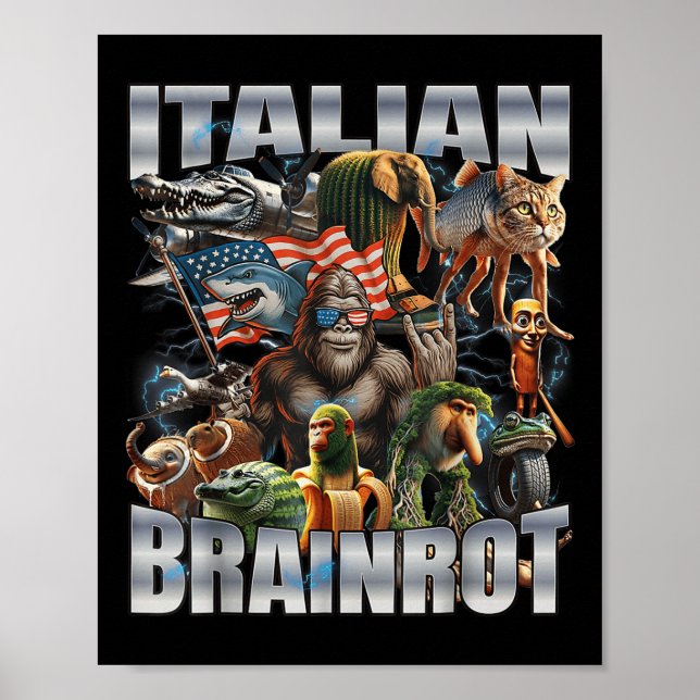 Affiche Grand Mème de Pied de Drapeau Italien Brainrot 4 J (Devant)