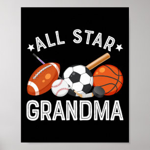 Affiche Grand-mère All Star du garçon du jour de naissance