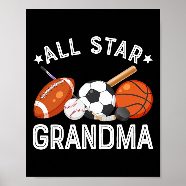 Affiche Grand-mère All Star du garçon du jour de naissance (Devant)