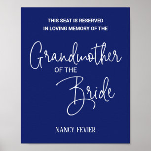 Affiche Grand-mère bleue de Bride Mariage de la chaire du