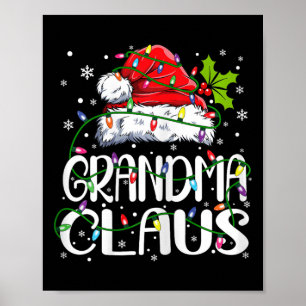 Affiche Grand-mère Claus Feux de Noël Pyjama Match de fami