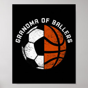 Affiche Grand-Mère De Ballers Fun Soccer Basketball Grandm