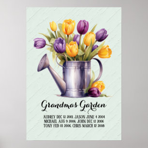 Affiche Grand-mère de coeur Jardin petits-enfants
