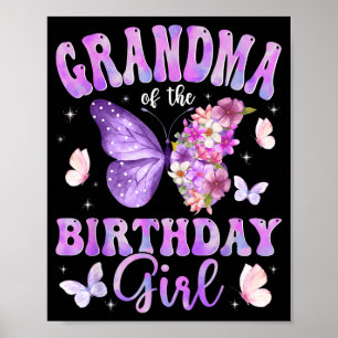Affiche Grand-mère de la fête d'anniversaire papillon de l