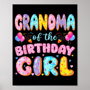 Affiche Grand-mère de la fille d'anniversaire doux gâteau 
