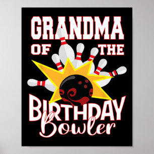Affiche Grand-Mère De L'Anniversaire Bowler Kid Bowling Pa