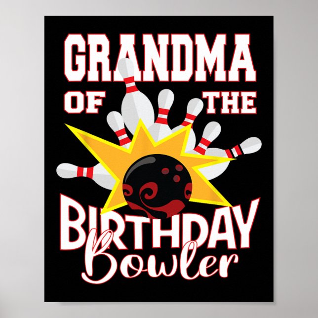 Affiche Grand-Mère De L'Anniversaire Bowler Kid Bowling Pa (Devant)