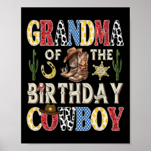 Affiche Grand-Mère De L'Anniversaire Cowboy Rodeo Western
