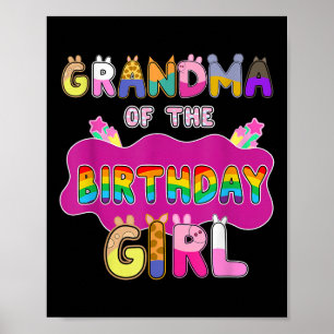 Affiche Grand-Mère De L'Anniversaire Fille Famille Cochon