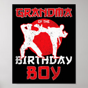 Affiche Grand-Mère De L'Anniversaire Karate Taekwondo Boy 