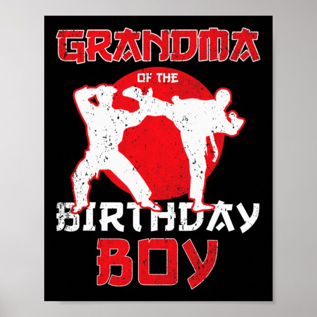 Affiche Grand-Mère De L'Anniversaire Karate Taekwondo Boy  (Devant)
