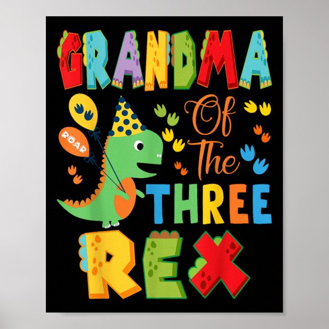 Affiche Grand-mère des trois Rex 3e anniversaire garçon Di (Devant)