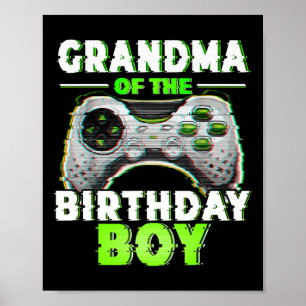 Affiche Grand-Mère Du Joueur Vidéo Enfant Anniversaire Qui