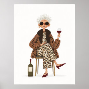 Affiche Grand-mère fabuleuse au style léopard