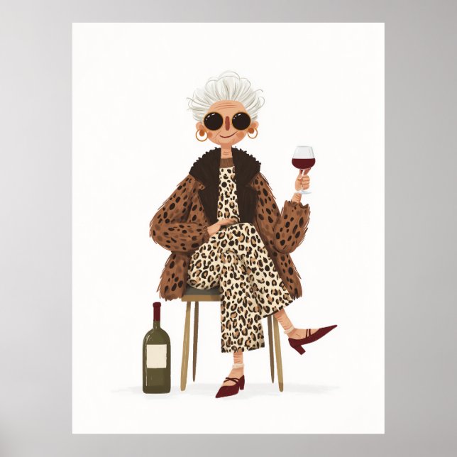 Affiche Grand-mère fabuleuse au style léopard (Devant)