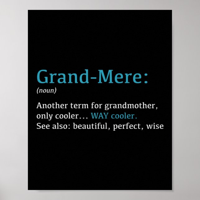 Affiche Grand-mere_ Funny Definition Noun - Another Term  (Devant)