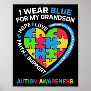 Affiche Grand-mère Grand-père I Wear Blue For My Grandson