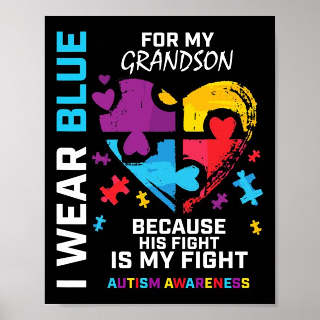 Affiche Grand-mère Grand-père I Wear Blue For My Grandson  (Devant)