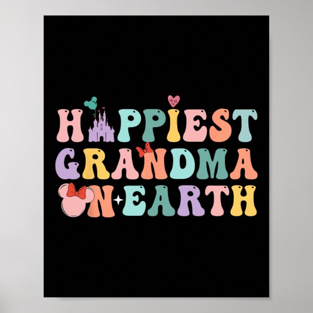 Affiche Grand-mère la plus heureuse sur Terre Fête Super d (Devant)