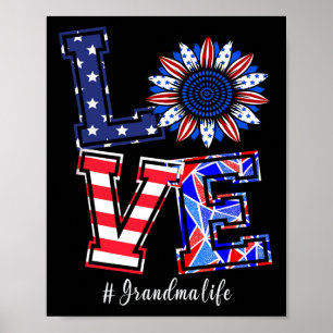 Affiche Grand-mère Vie 4 juillet Amour Tournesol Américain