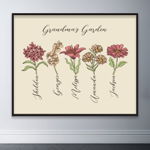 Affiche Grand-mère's Flower Garden 5 petits Nom Floral