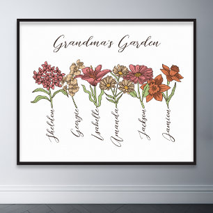 Affiche Grand-mère's Flower Garden 6 petits Nom Floral