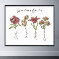 Grand-mère's Garden Flower 4 Grandkids Nom Floral
