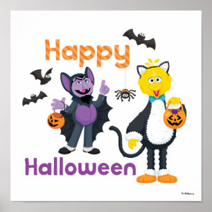 Affiche Grand oiseau et nombre   Joyeux Halloween