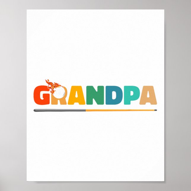 Affiche Grand-pa Billiard Pool Cue 8-ll Billard - Billard (Devant)