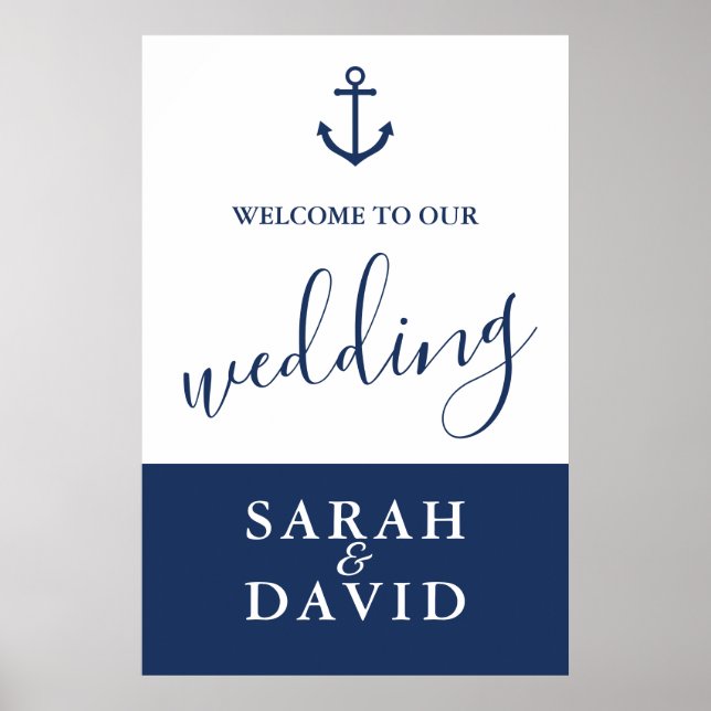 Affiche Grand panneau de bienvenue de mariage à l'ancre de (Devant)