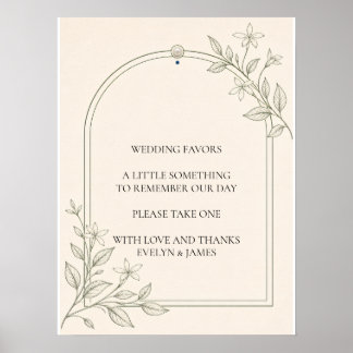 Affiche Grand panneau de cadeaux de mariage de type Olive