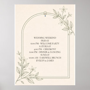 Affiche Grand panneau de l'horaire du week-end de mariage