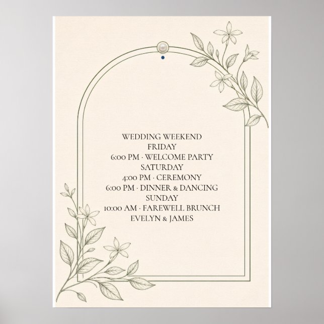 Affiche Grand panneau de l'horaire du week-end de mariage  (Devant)