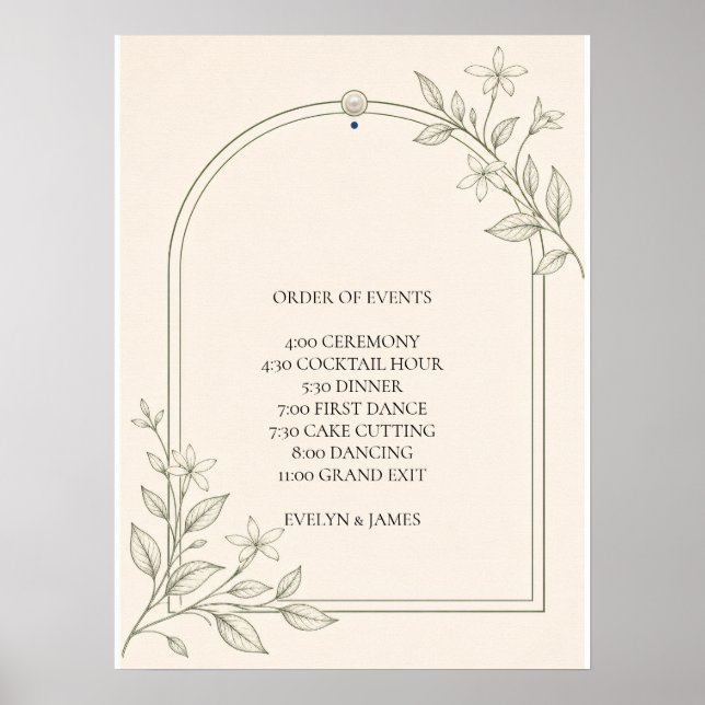 Affiche Grand panneau de l'ordre des événements du mariage (Devant)