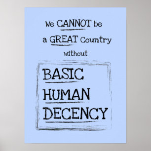 Affiche Grand pays Bleu de la décence humaine de base
