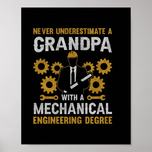 Affiche Grand-Père Avec Une Ingénierie Mécanique (Devant)