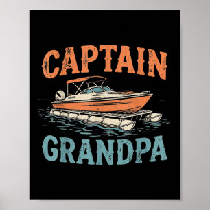 Affiche Grand-père capitaine de bateau ponton Bateau nauti