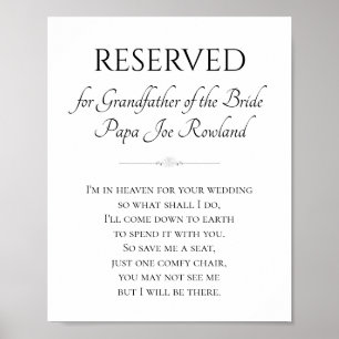 Affiche Grand-père de Bride Memorial Enregistrer un Mariag