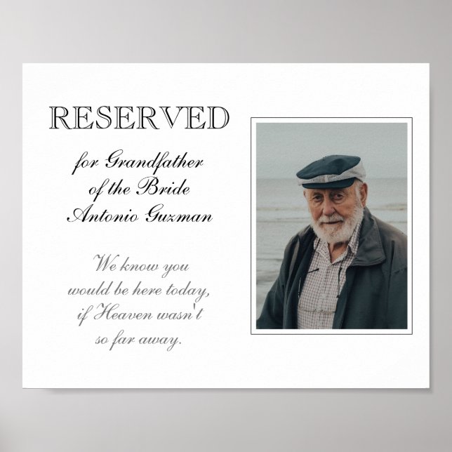 Affiche Grand-père de la mariée Photo souvenir de mariage (Devant)