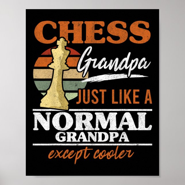 Affiche Grand-Père D'Échecs Comme Un Grand-Père Normal Éch (Devant)