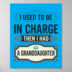 Affiche Grand-père drôle et petite-fille Grand-parent fier