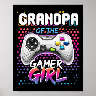 Affiche Grand-Père Du Gamer Girl Matching Vidéo Jeu Birt